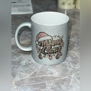 Mama Claus Christmas Silver Glitter Coffee Mug